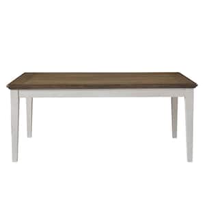 Pendleton Farmhouse Ivory and Honey Oak Wood 72 in. 4 Leg Dining Table Seats 6 with Storage