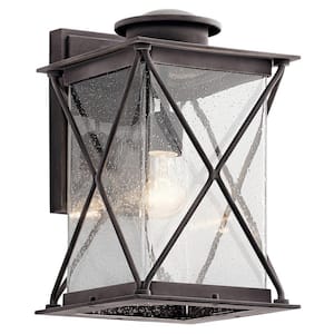 Argyle 15 in. 1-Light Weathered Zinc Outdoor Hardwired Wall Lantern Sconce with LED Bulb Included (1-Pack)