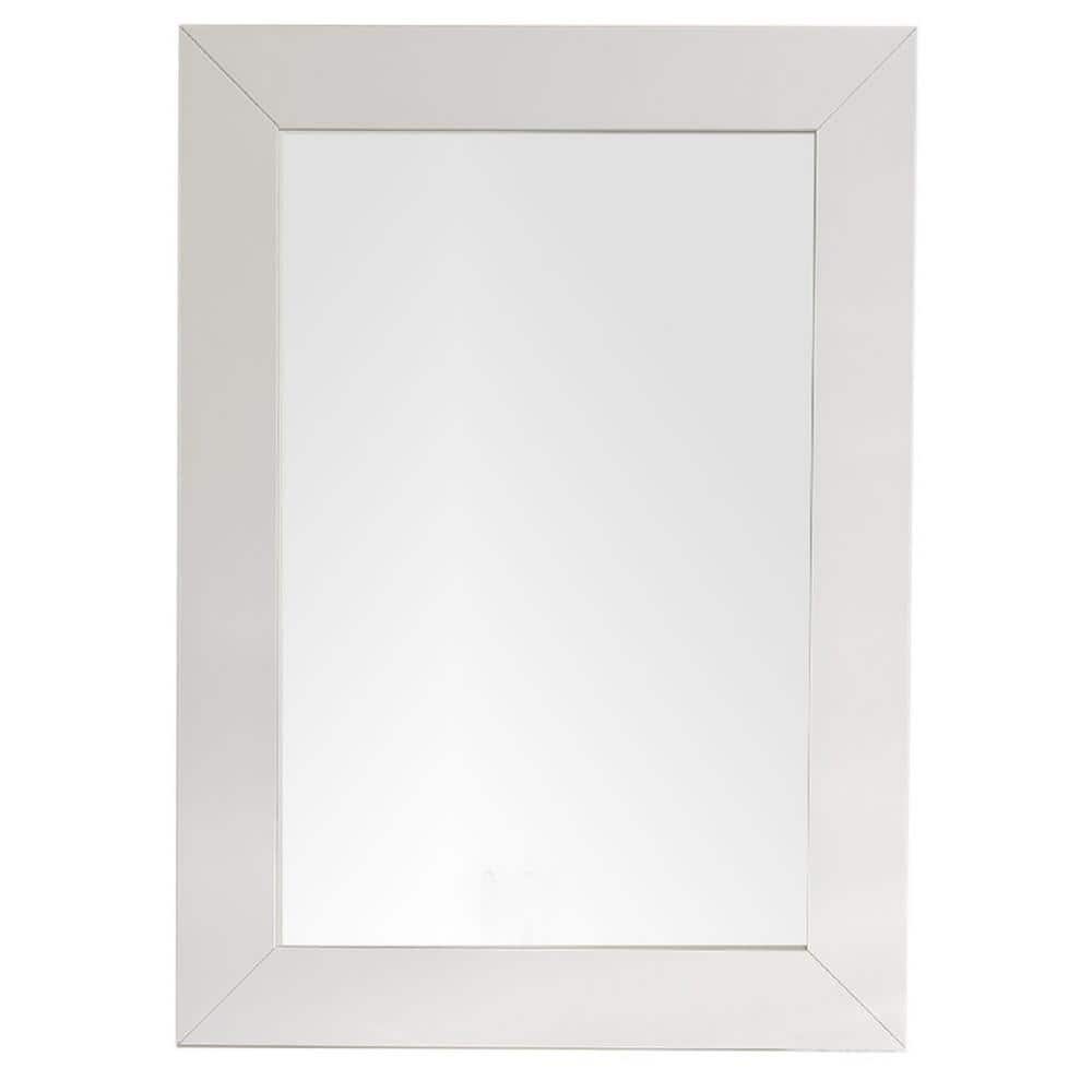 Bright White Transitional Rectangular Wood Framed Mirror 40"x29"