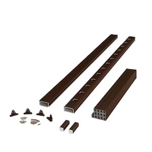 BRIO 42 in. x 72 in. (Actual: 42 in. x 70 in.) Brown PVC Composite Line Railing Kit w/Square Composite Balusters