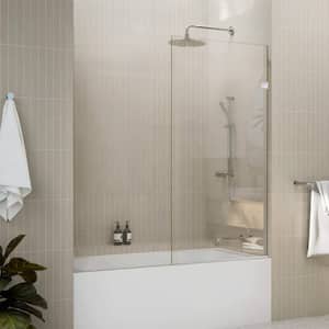 Milan 24 in. x 60 in. Stationary Panel Fixed Shower Screen Clear Glass, Chrome