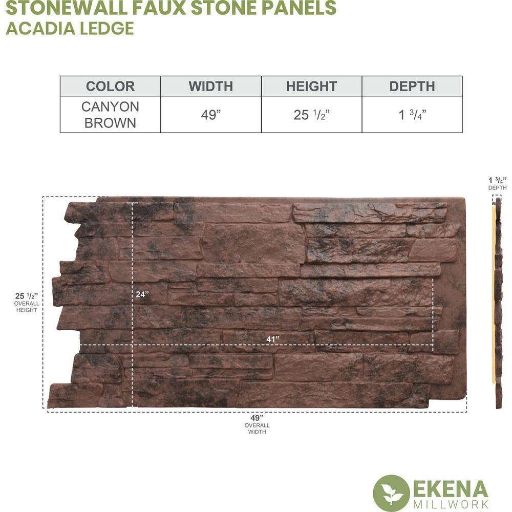 Canyon Brown Faux Stone Wall Paneling 48" x 24"