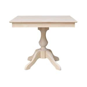 Unfinished Solid Wood 36 in Square Pedestal Table
