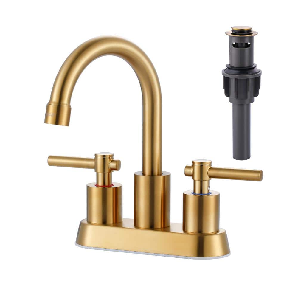 4 in. Centerset Dual Handle Bathroom Faucet 1.2 GPM Pop-Up Drain in Brushed Gold price history on PriceWatchPro