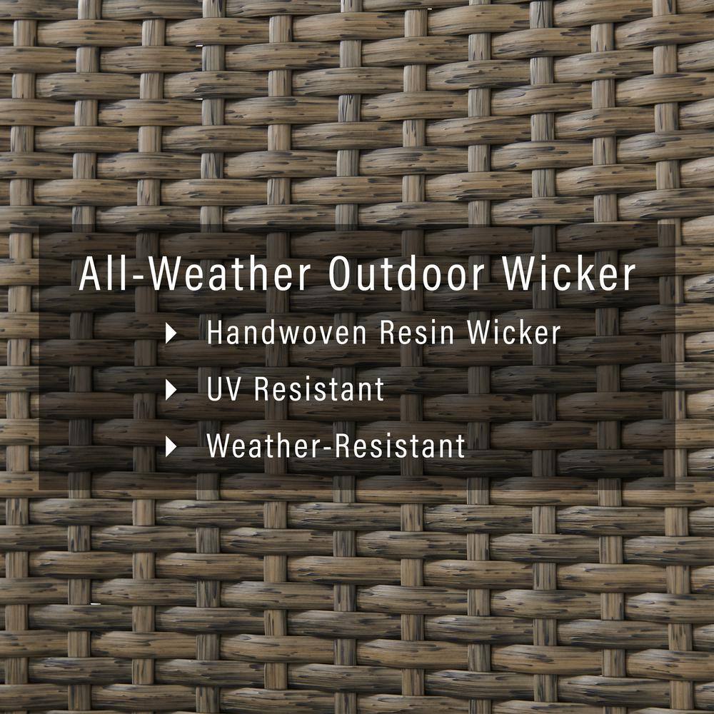 Rockport High Back Wicker Outdoor Sofa with Oatmeal Cushions