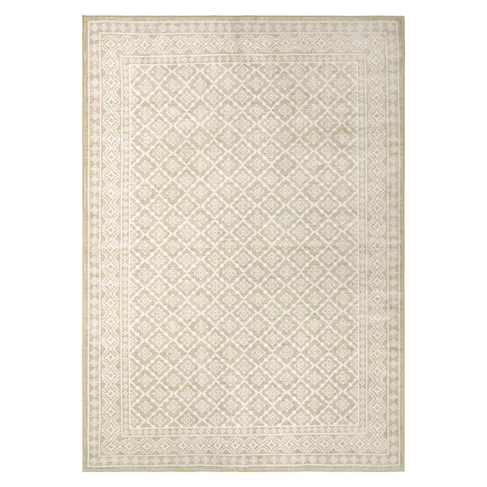 Autumn 6 ft. X 9 ft. Beige Oriental Machine Washable Area Rug price history on PriceWatchPro