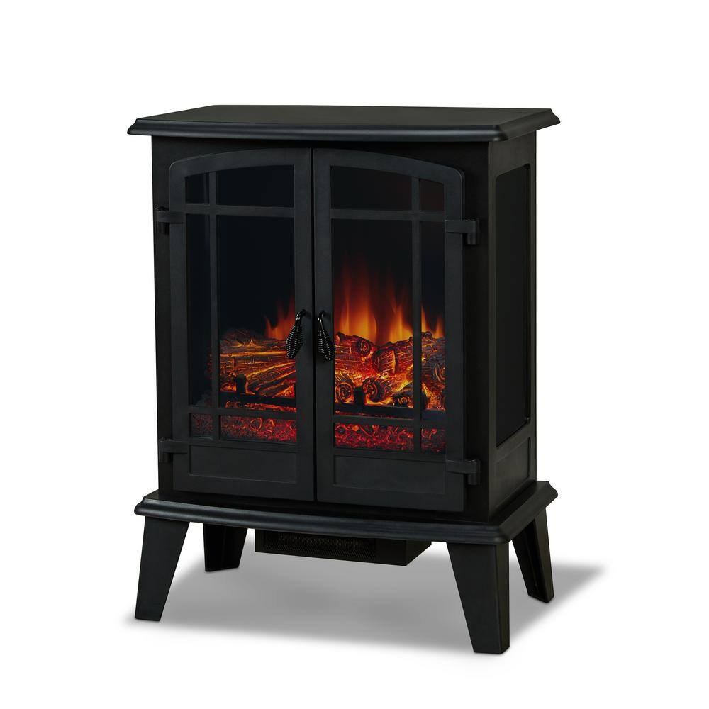 Foster Black Metal Free-Standing Electric Fireplace with Mantel
