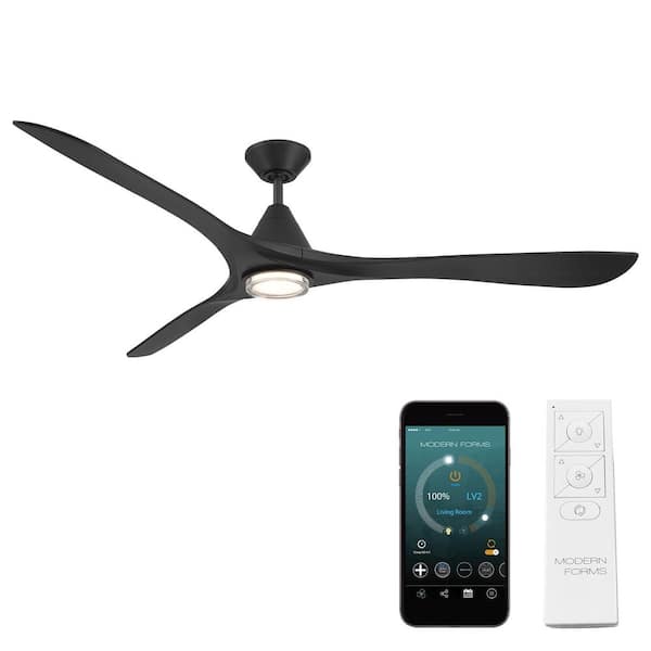 Carve 72 in. Smart Indoor/Outdoor Matte Black Standard Ceiling Fan Selectable CCT Integrated LED and Remote