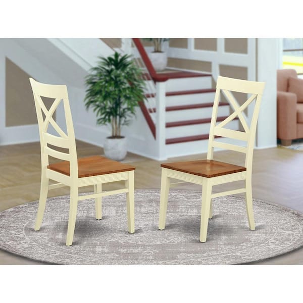 HOME IMPORTS EMPORIUM Buttermilk and Cherry Wooden Seat Cross Back Dining Chair (Set of 2)