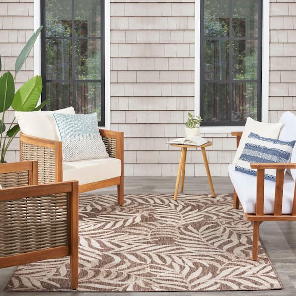 Garden Oasis Mocha 8 ft. x 10 ft. Nature-inspired Contemporary Area Rug