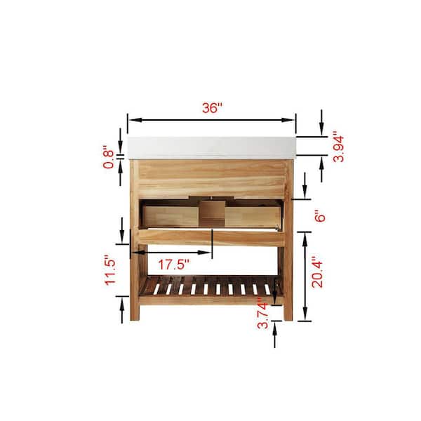 SUPREME WOOD Louise 36 in. W x 22 in. D x 35.7 in. H Bath Vanity