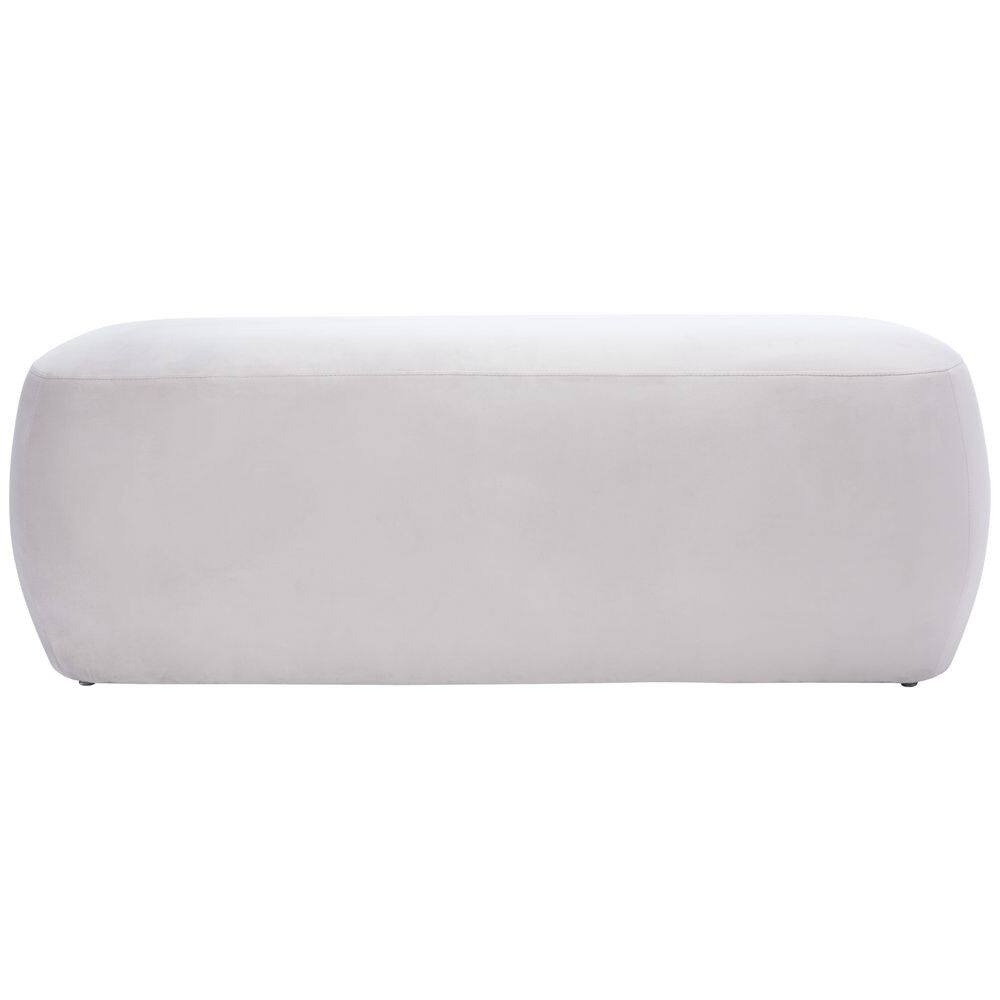 Whitley Greige Velvet Rectangle Accent Ottoman