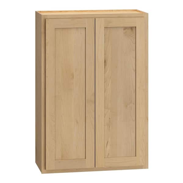 QuickShip Cottage 27 in. W x 12 in. D x 39 in. H Assembled Plywood Shaker Wall Kitchen Cabinet in Canopy Partial Overlay