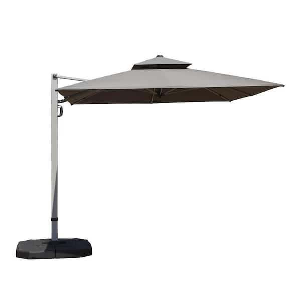 10.7 ft. x 8.7 ft Rectangular Aluminum Cantilever Patio Umbrella in Gray