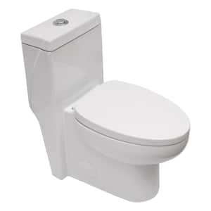 12 in. 1-Piece 1.1/1.6 GPF Dual Flush Elongated Toilet in White Seat Included