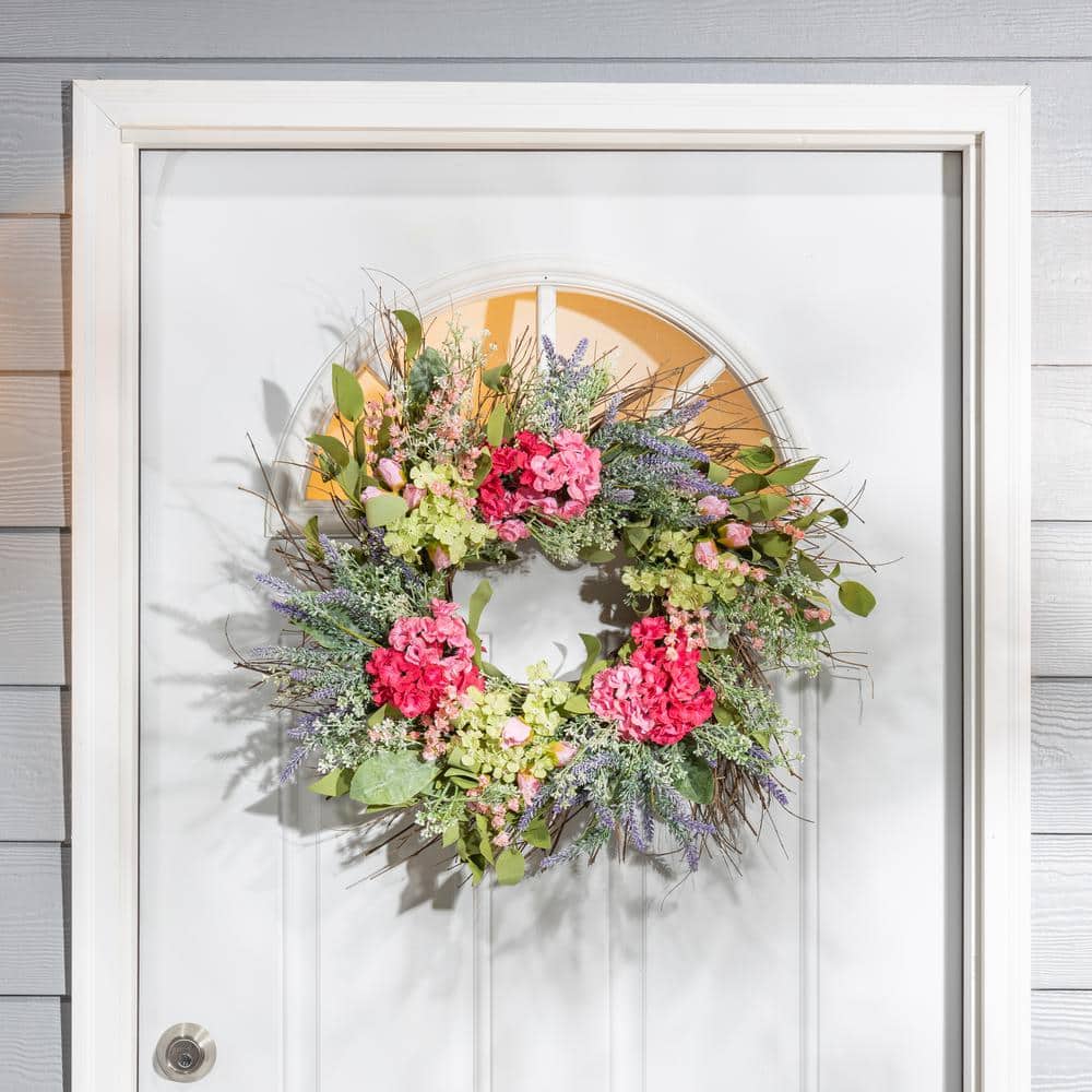24 Inch Natural Twig and Mixed Flower Spring Wreath
