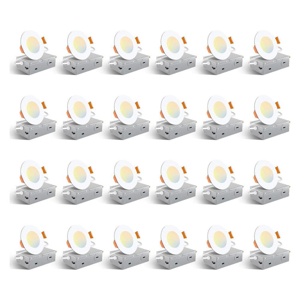 24pack 3 in. 5CCT Dimmable Ultra-Thin Integrated LED Recessed with Junction Box, 2700K to 5000K Selecttable 360Lumens price history on PriceWatchPro