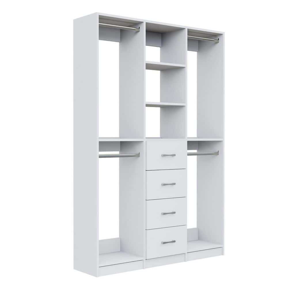 Alto Collection 94.5 in. W White Wall Mounted 2 Double Hang-Shelf and 4-Drawer Closet Kit Wood Closet System price history on PriceWatchPro