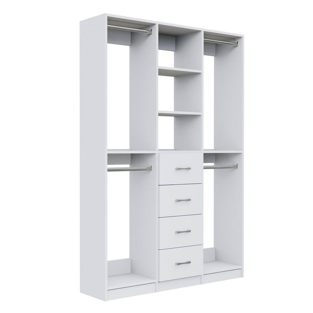 Alto Collection 99 in. W White Wall Mounted 2 Double Hang-Shelf and 4-Drawer Closet Kit Wood Closet System price history on PriceWatchPro