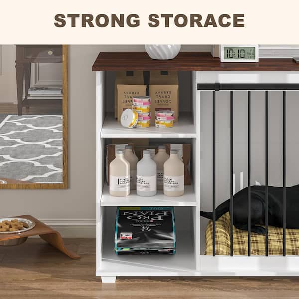Farmhouse Dog Stand with Food Storage