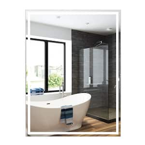 24 in. W x 32 in. H Medium Rectangular Frameless LED Light Anti-Fog Wall Mounted Bathroom Vanity Mirror in Silver