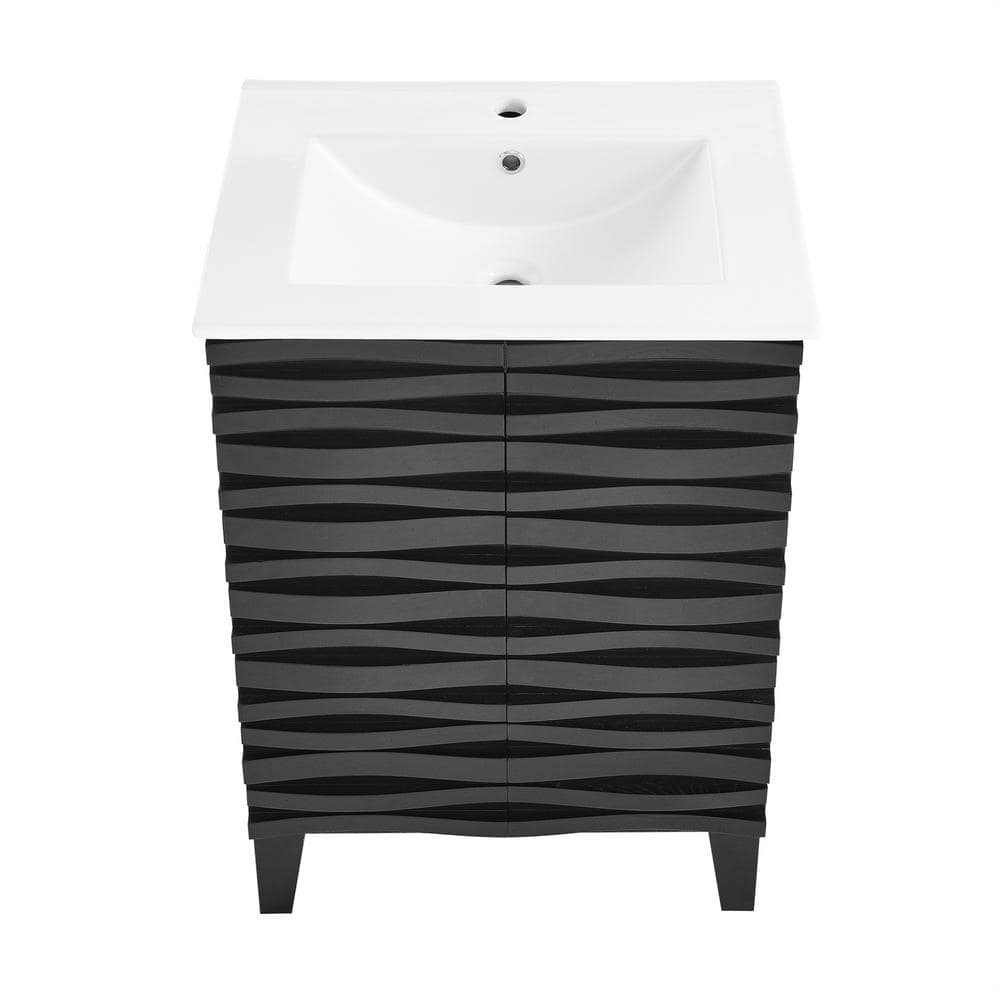 Black Freestanding 24" Single Bathroom Vanity with Raised Paneling