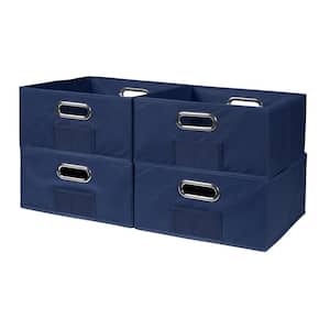 6 in. H x 12 in. W x 12 in. D Blue Fabric Cube Storage Bin 4-Pack