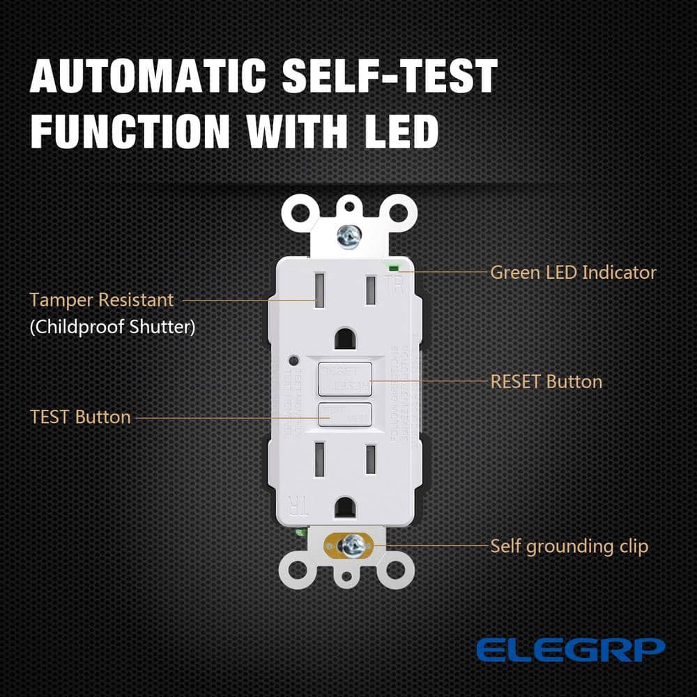 White 15 Amp Tamper Resistant GFCI Duplex Outlet with Wall Plate