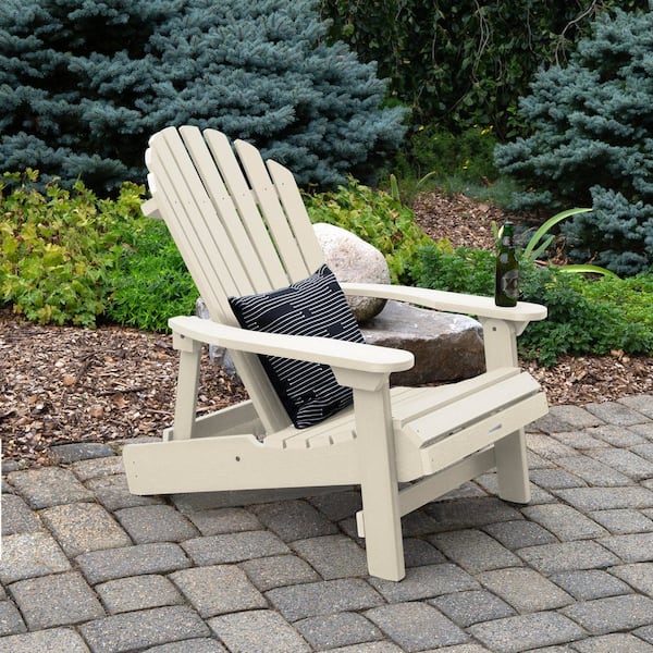 Highwood King Hamilton Whitewash Folding and Reclining Recycled Plastic Adirondack Chair