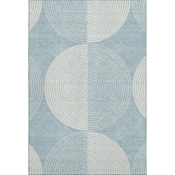 Mayfield Premium Machine Washable Abstract AMF2275 Denim 9 ft. x 12 ft. Area Rug