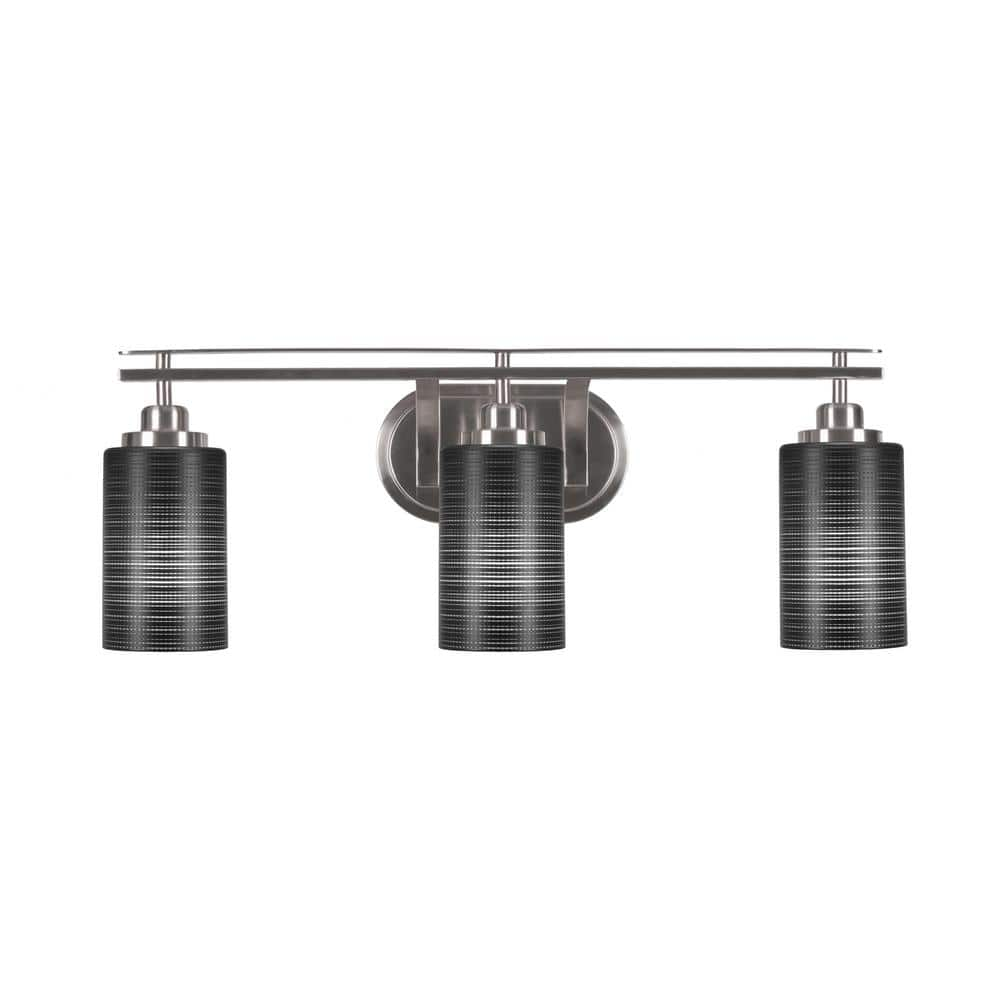 Monroe 25.75 in. 3-Light Brushed Nickel Vanity Light 4 in. Black Matrix ...