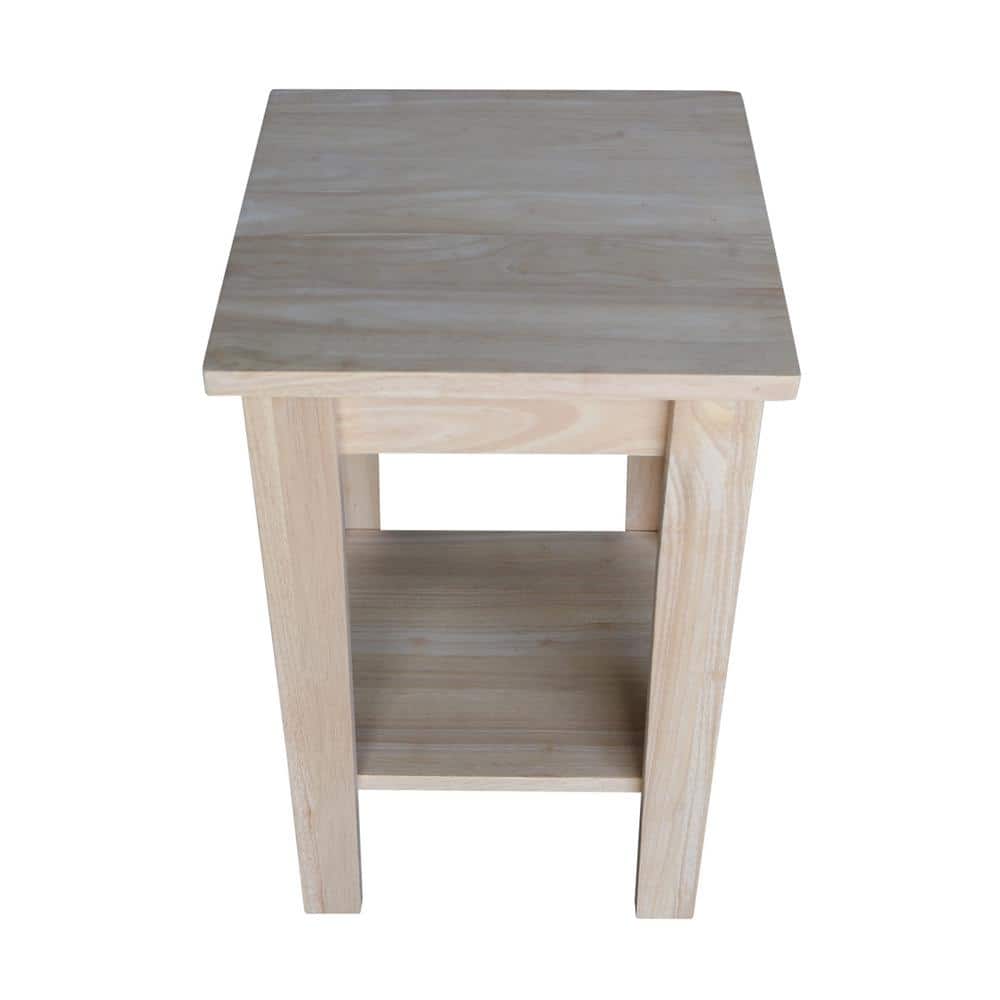 Unfinished Solid Parawood Shaker Plant Stand with Shelf