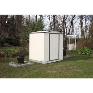6 ft. H x 5 ft. D x 5.5 ft. W EZEE Galvanized Steel Low Gable Shed in Cream/Charcoal Trim with Snap-IT Quick Assembly