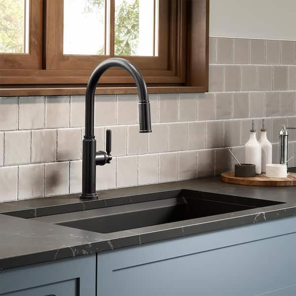 Revolv Single Handle Pull Down Sprayer Kitchen Faucet in Matte Black