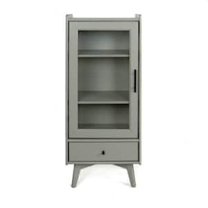21.1 W x 8.75 H x 43.38 L Assembled Modern Bath Kitchen Cabinet in MDF w/ Glass Door, Adjustable Shelves, Drawer in Gray