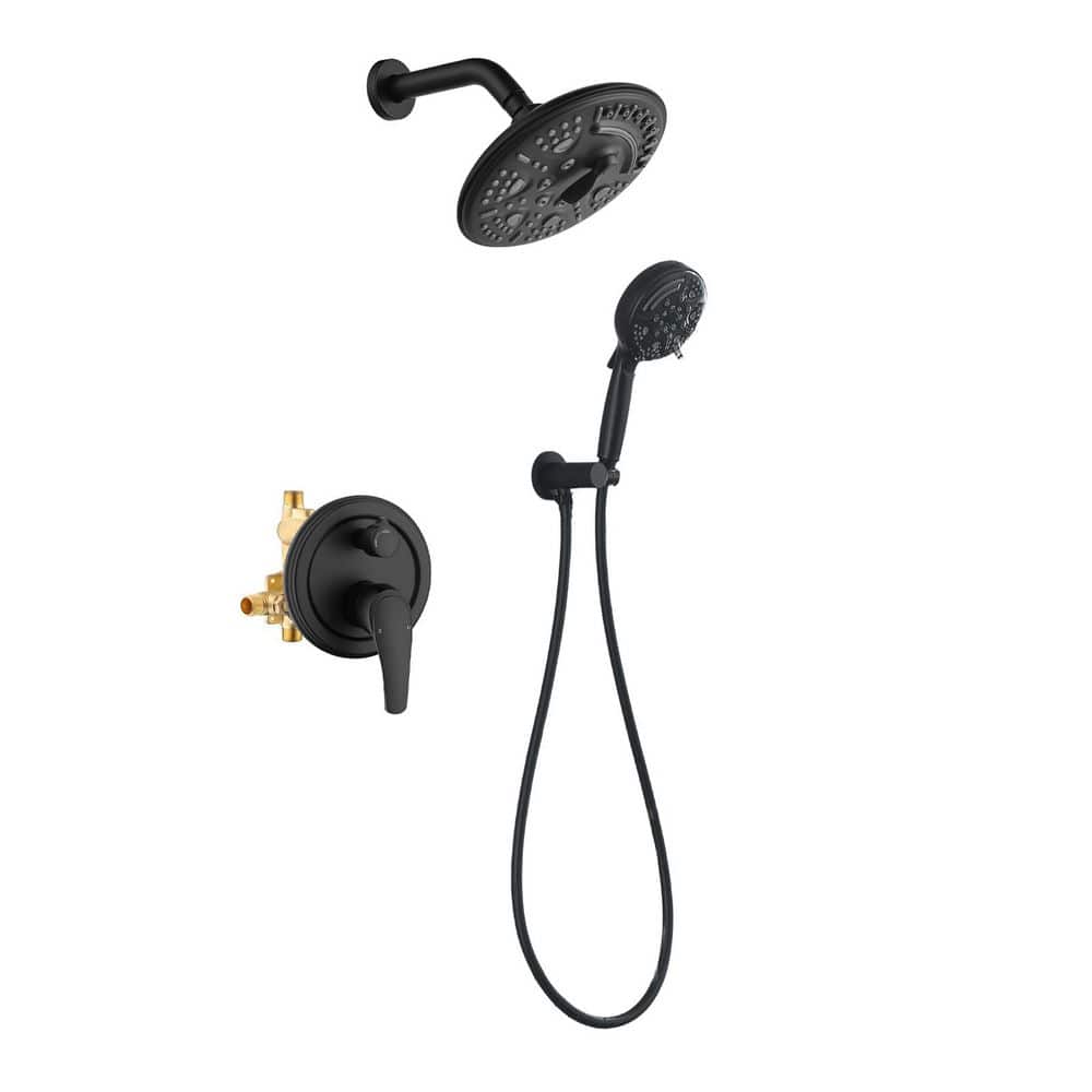 Rainfull Single Handle 9-Spray 8 in. Shower Faucet 1.8 GPM Kit with Pressure Balance Valve in Matte Black price history on PriceWatchPro