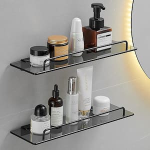 SunnyPoint Classic Square Bathroom Shelf 2 Tier Shelf with Towel Bar Wall  Mounted Shower Storage (Classic - Wall Mount - SIL)