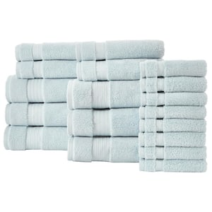 Egyptian Cotton Raindrop Blue 18-Piece Bath Towel Set