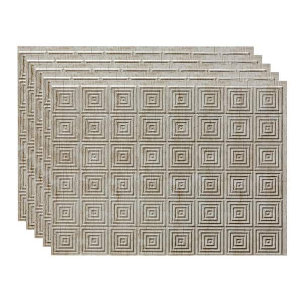 18.25 in. x 24.25 in. Miniquattro Vinyl Backsplash Panel in Vintage Metal (5-Pack)