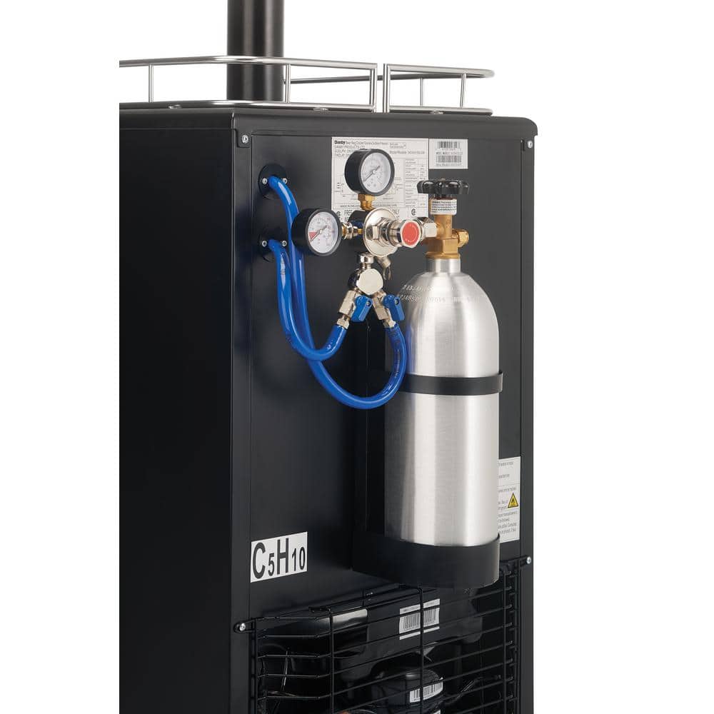 Spotless Steel and Black Dual Tap Freestanding Beverage Dispenser