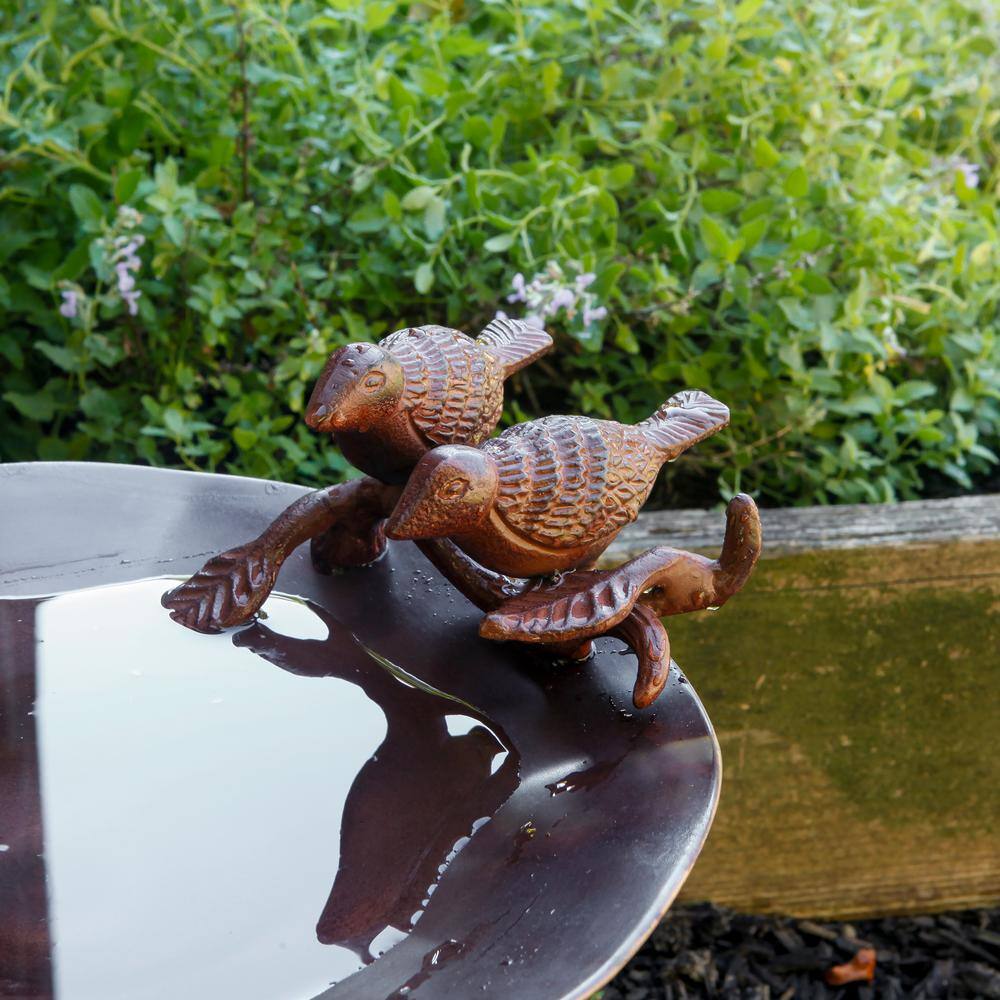 Antique Copper Birdbath with Wrought Iron Tripod Stand