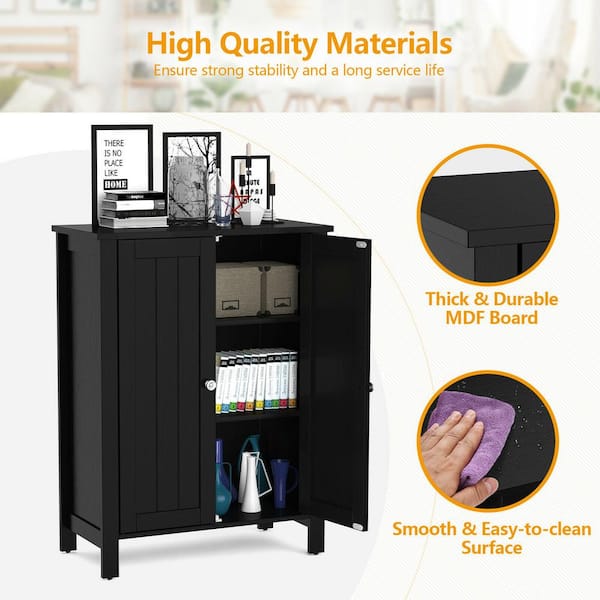 Gymax 3-Drawer Black Bathroom Floor Cabinet Free Standing Side Storage  Organizer Nightstand GYM10401 - The Home Depot