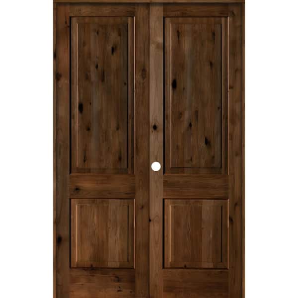 Krosswood Doors Rustic Knotty Alder 56 in. x 96 in. 2-Panel Right ...