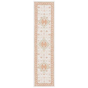 Sunrise Ivory/Rust Sage 2 ft. x 8 ft. Floral Border Reversible Indoor/Outdoor Runner Rug