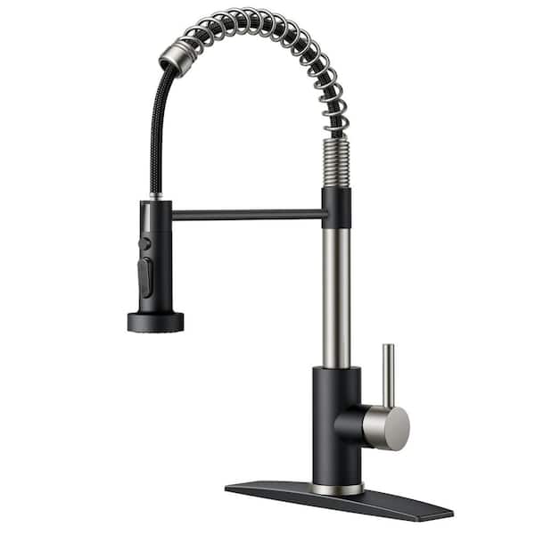 ANZA Single Handle Pull Down Sprayer Kitchen Faucet with Advanced Spray Gooseneck in Black Brushed Nickel
