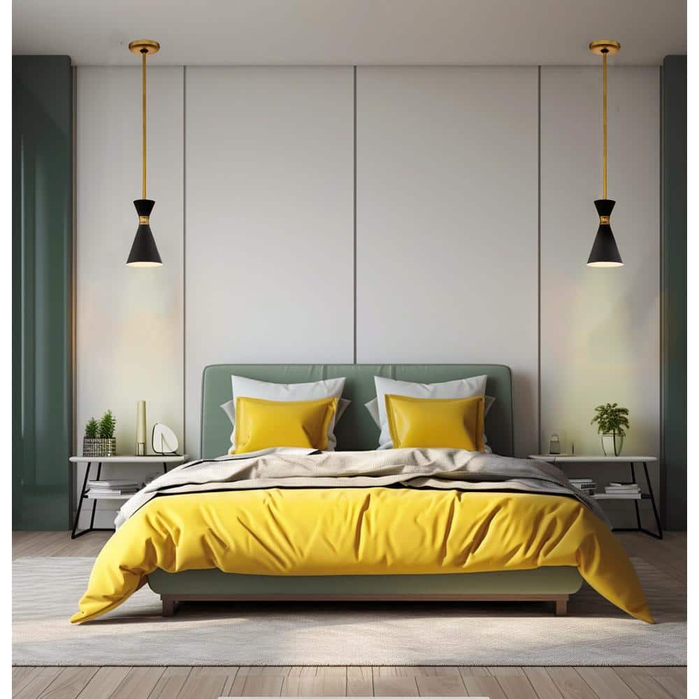 Honey Gold and Matte Black Mini Pendant Light