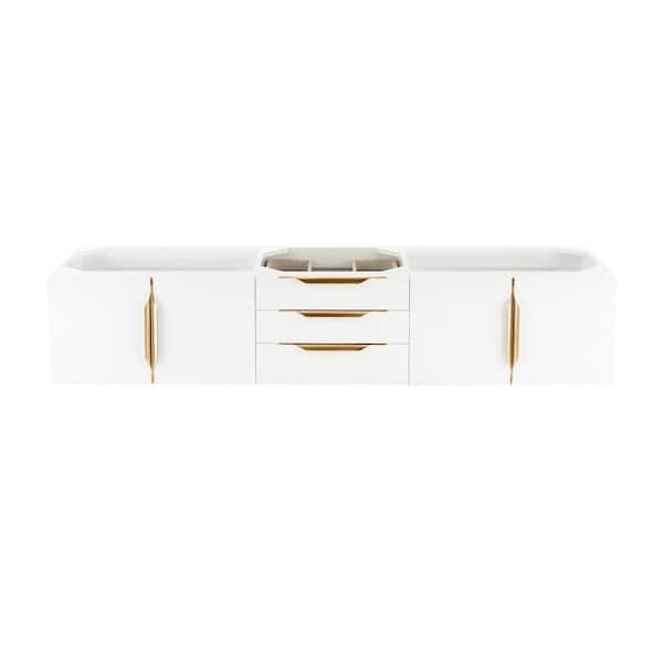 James Martin Vanities Mercer Island 72.5 in. W x 19 in.D x 18.3 in. H  Double Bath Vanity in Glossy White with Glossy White Solid Surface Top 389 -V72D-GW-G-GW - The Home Depot