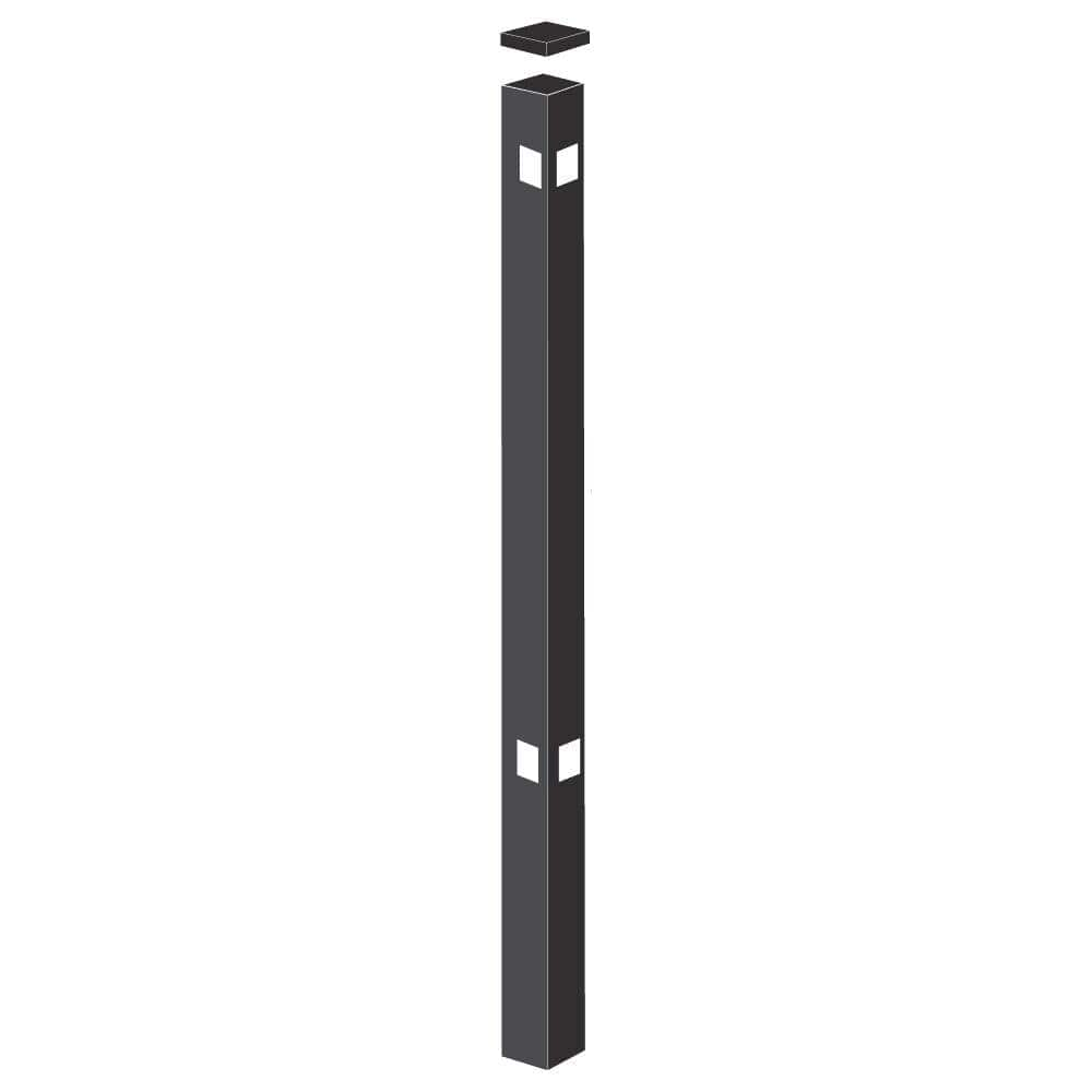 Barrette Outdoor Living 2 in x 2 in. x 5-7/8 ft. Black Aluminum Fence Corner Post