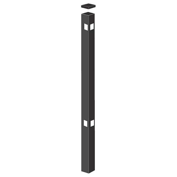 Barrette Outdoor Living Beechmont Heavy-Duty 2-1/2 in. x 2-1/2 in. x 5-7/8 ft. Black Aluminum Fence Corner Post