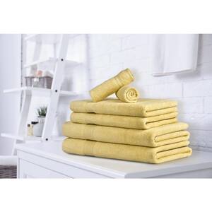 6-Piece Yellow zero Twist 100% Cotton Towel Set : 2 bath :2 hand :2 Washcloth